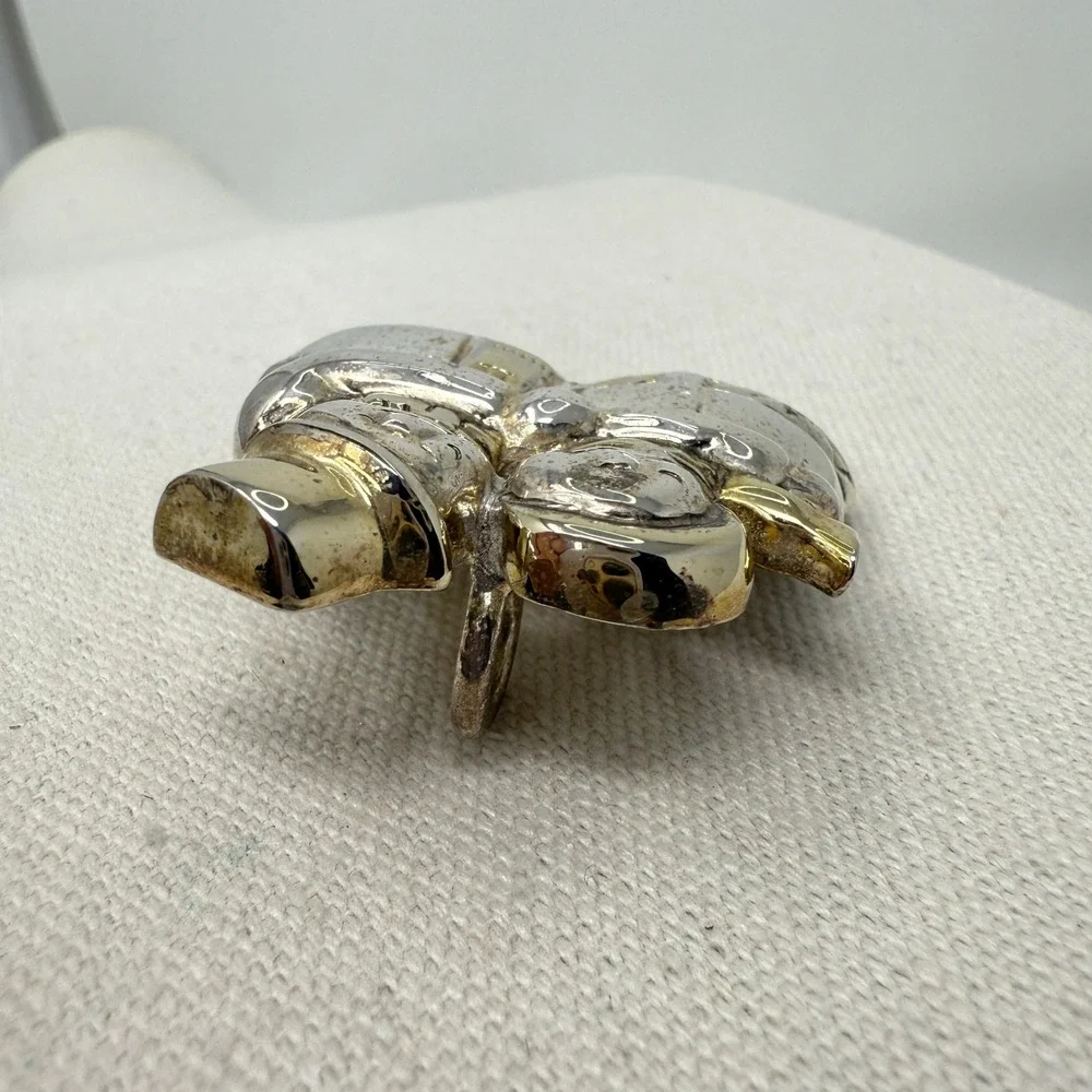 Christmas Brooch Snowman Couple Vintage‎ Silver Tone Holiday Pin Jewelry